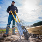 Roughneck Sharp-Edge Pfostenlochspaten – Stabiler Fiberglasgriff mit gezackten Stahlklingen und Tiefenmesser für Zaun-, Landschafts- und Erdarbeiten – 1,46 m (57½ Zoll)