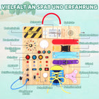 23 in 1 Busy Board Montessori Spielzeug ab 1 jahr Activity Board Holzspielzeug Mit 15 Schaltern, 26 LED Lichtern, Spieluhr, Schloss, Schnürsenkeln, Reißverschluss für 1 2 3 Jahre Jungen und Mädchen