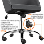 Yaheetech Homeoffice Stuhl, Schminkstuhl, höhenverstellbar Drehstuhl, SamtStuhl Schreibtischstuhl für Arbeitszimmer, Schlafzimmer, Atmungsaktiv Rollstuhl bis 136 KG belastbar Dunkelgrau