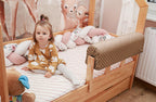 Bettkantenschutz für Kinderbetten 70 cm - Schutz für Bettrahmen Baby Bett rausfallschutz für boxspringbett bettgitter mit Bezug Kantenschutz Kinder Babybett Hellbeige