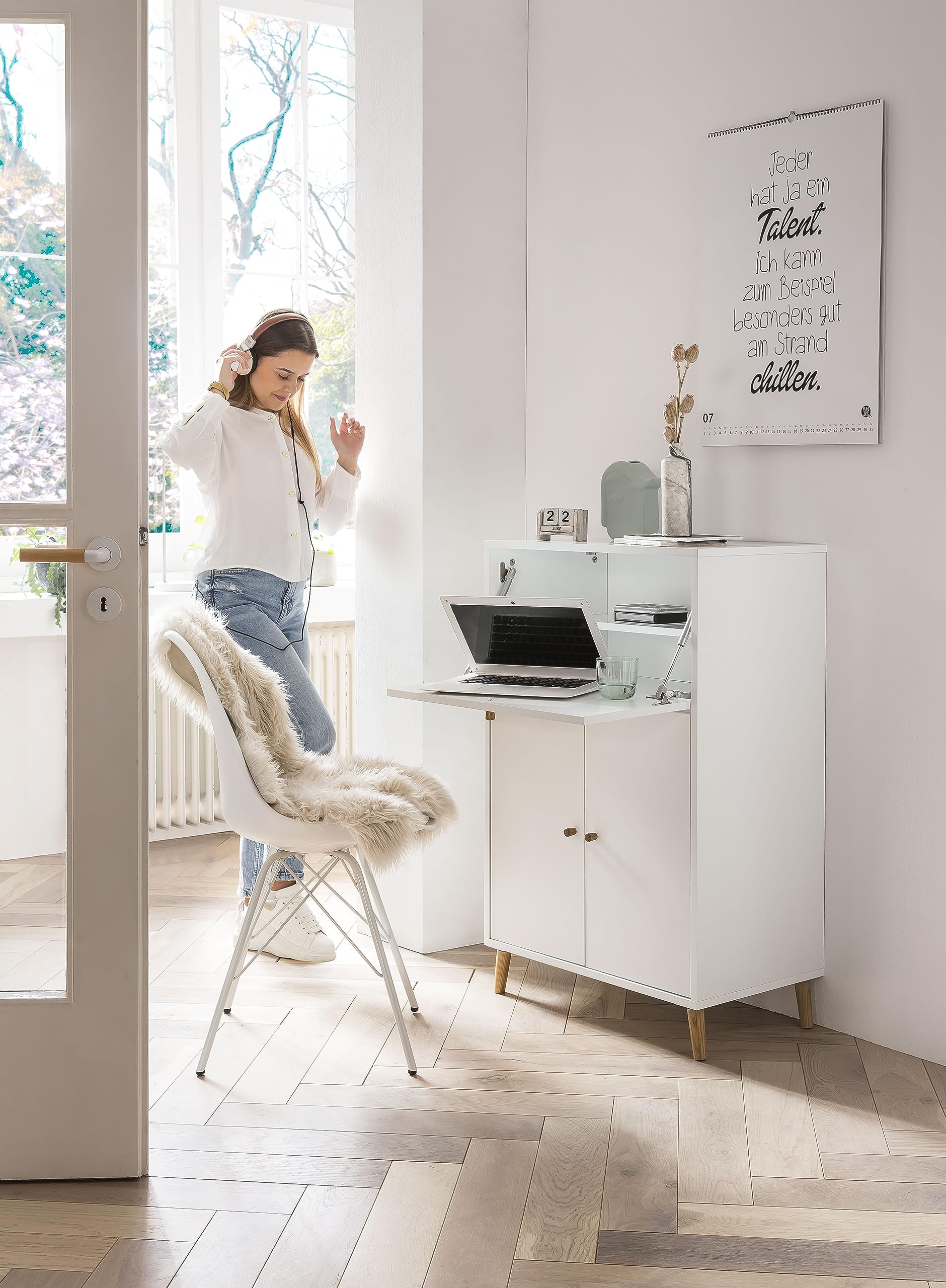 Schildmeyer Sekretär Serie Rena 500, 153502, weiß, 65,2 x 39 x 101,7 cm