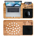 mikamax - Lapzer Laptop Schreibtisch - Bambus - Luftlöcher - Betttisch - Laptoptisch - Knietablett - Schoßtablett - 59 x 31 x 2 cm