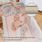 Lionelo Aurora 3 in 1 Babybett bis 9 kg, Beistellbett, Wiege, Höhenverstellug und Einstellung der Neigung der Matratze, 4 Räder mit Bremse Ergonomische Matratze Tasche