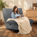 Softa Entspannungssessel, Manueller Schaukelstuhl mit verstellbarer Fußstütze, Seitentaschen, gepolsterte Sitzfläche und Rückenlehne, bequemer Liegesessel für das Wohnzimmer, Grau