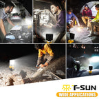 T-SUN Akku Lampe Für Dewalt 18V, 48W 5200LM LED Arbeitsleuchte Akku, Tragbare Baustrahler mit 2 Modi Helligkeit, Multifunktionales Flutlicht Strahler für Autoreparatur, Heimbeleuchtung, Camping