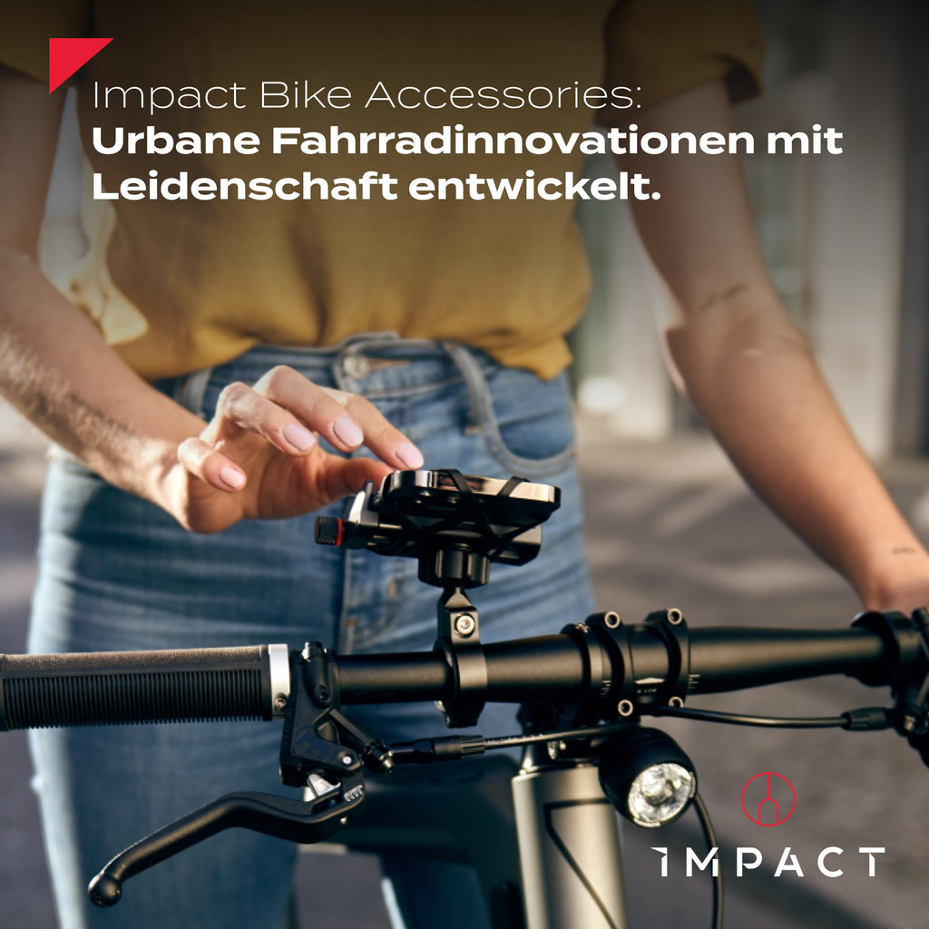 Impact® Pro Mount 360° - Handyhalterung Fahrrad [Smartphone KOMPATIBEL 4-7 Zoll] - Handyhalter Fahrrad - Handyhalterung für Fahrrad Lenker mit Kugelgelenk & Sicherheitsgummi - iPhone 14 15 Pro Max