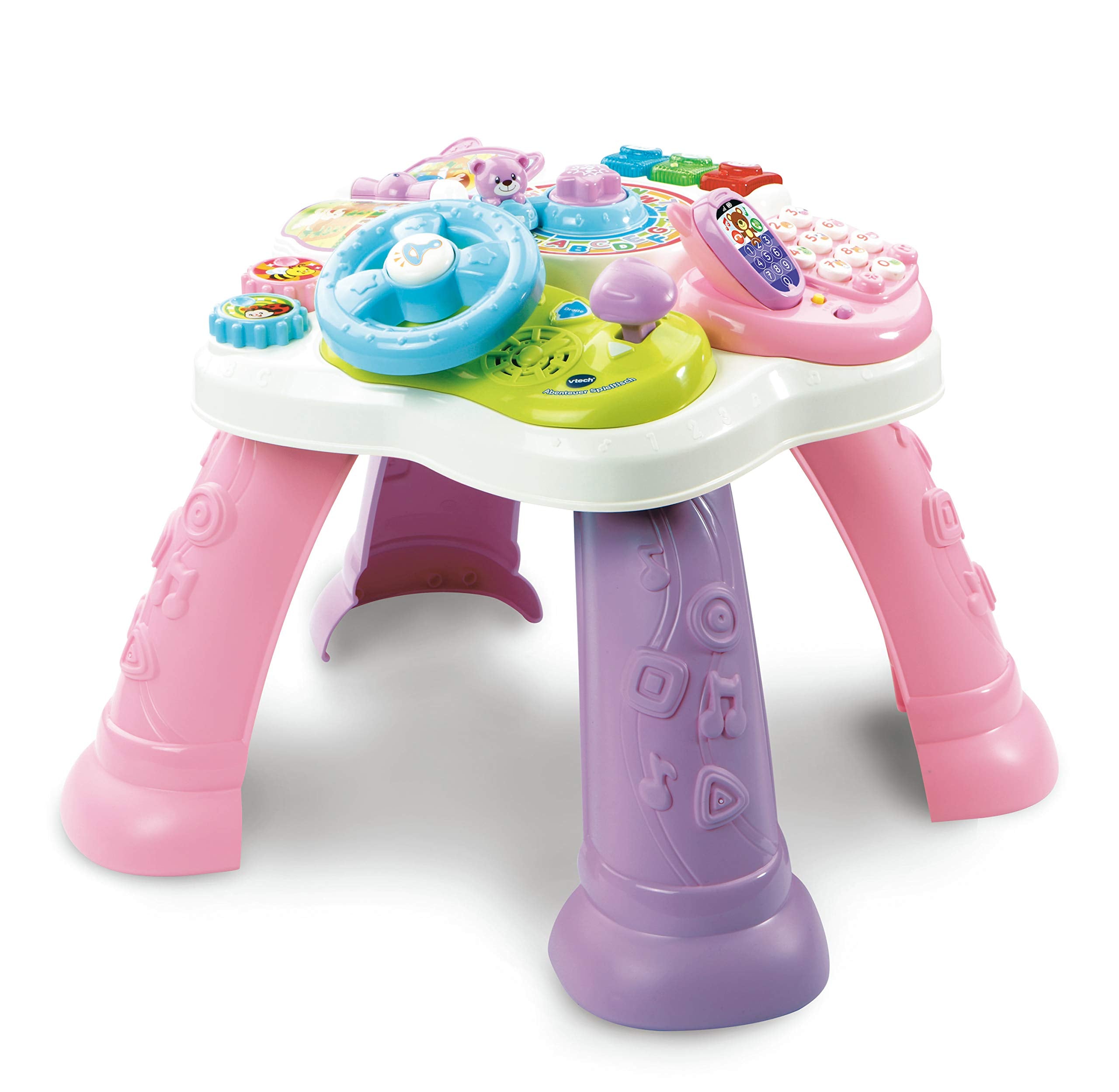 Vtech Baby Abenteuer Spieltisch pink – Bunter Babyspieltisch mit 6 Spielfeldern und interaktiven Elementen – Farben, Zahlen, Tiere, Musik und Formen spielerisch Lernen – Für Kinder von 12-36 Monaten