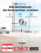 Dreo 25dB leiser Smart Standventilator, 30M Windentfernung 1650m³/h Luftvolume Turbo-Luftzirkulator 110CM Höhe 6 Modi 8-Geschwindigkeit 120°+105° Omni-direktional oszillierend Ventilator, PolyFan 513S