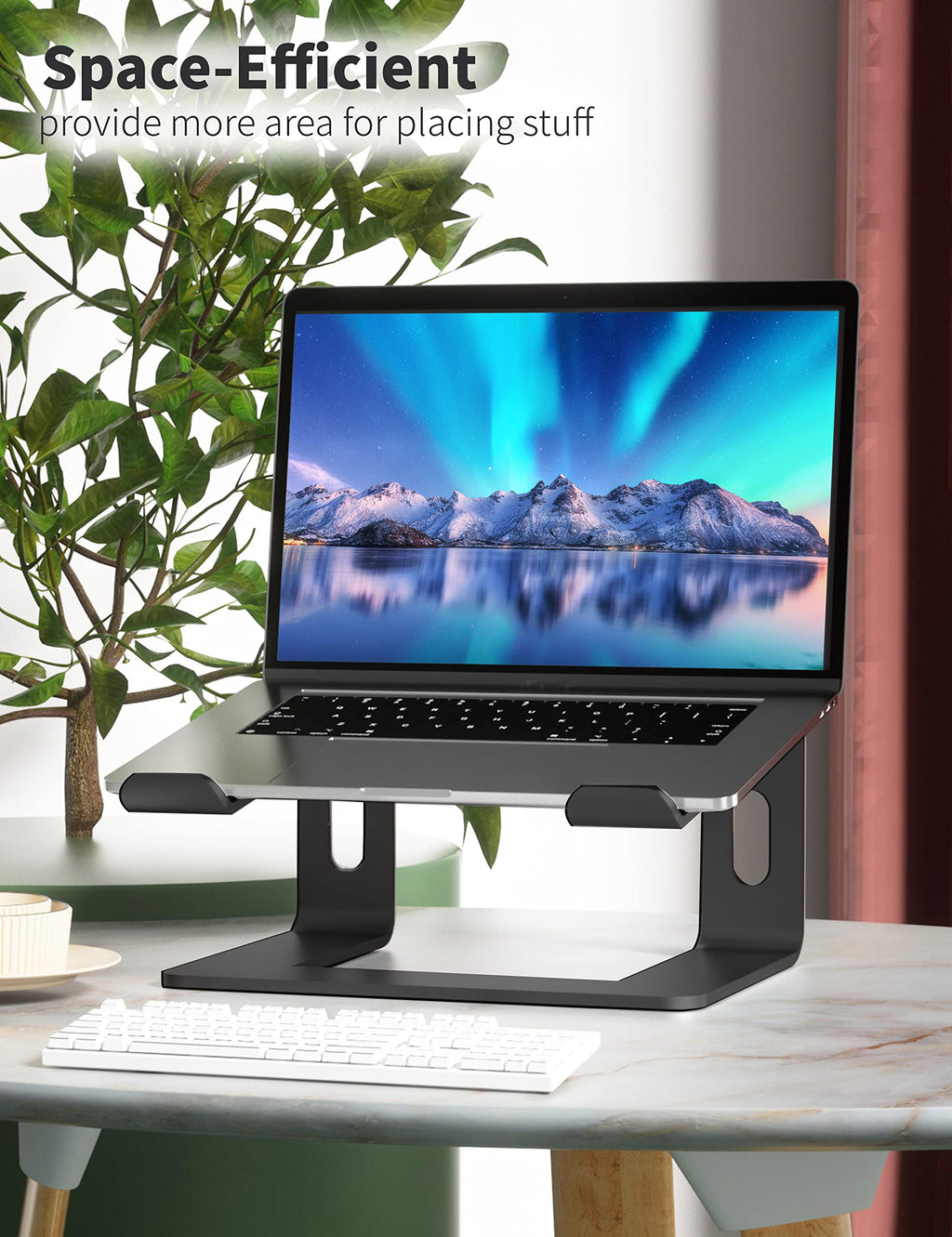 SOUNDANCE Laptop-Ständer, Aluminium-Computer-Erhöhung, ergonomischer Laptop-Ständer für den Schreibtisch, Metall-Halterung, kompatibel mit 10 bis 15,6 Zoll Notebook-Computern, Schwarz