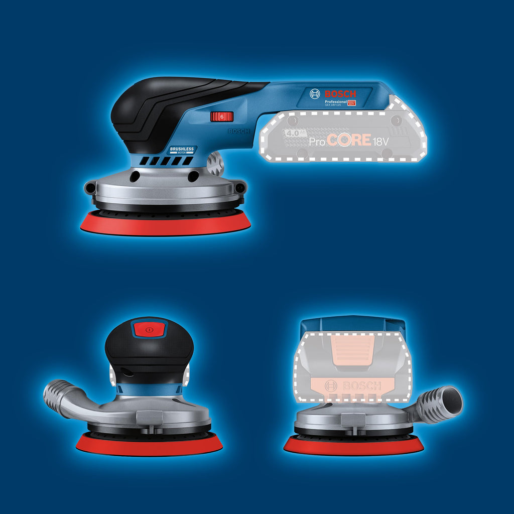 Bosch Professional 18V System Akku Exzenterschleifer GEX 18V-125 (inkl. Schleifteller (125mm), 1x Schleifpapier, Staubbeutel, ohne Akku/Ladegerät)