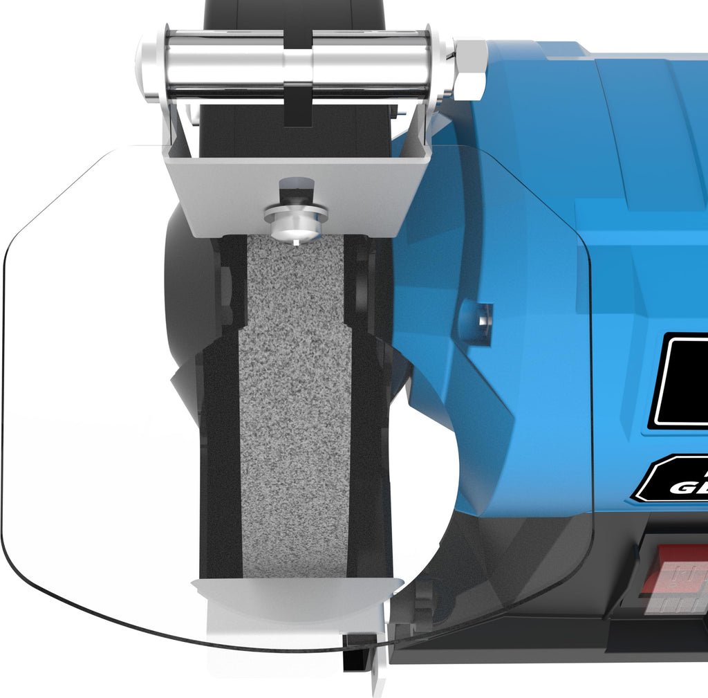 Güde Kombischleifer GKS 150-25 (250 W, 2980 1/min, Kondensatormotor, stabiler Maschinenfuß, Funkenschutzeinrichtung einstellbar, Feinschleifscheibe ø 150 mm 36 K, Schleifband 50x686 mm 80 K)