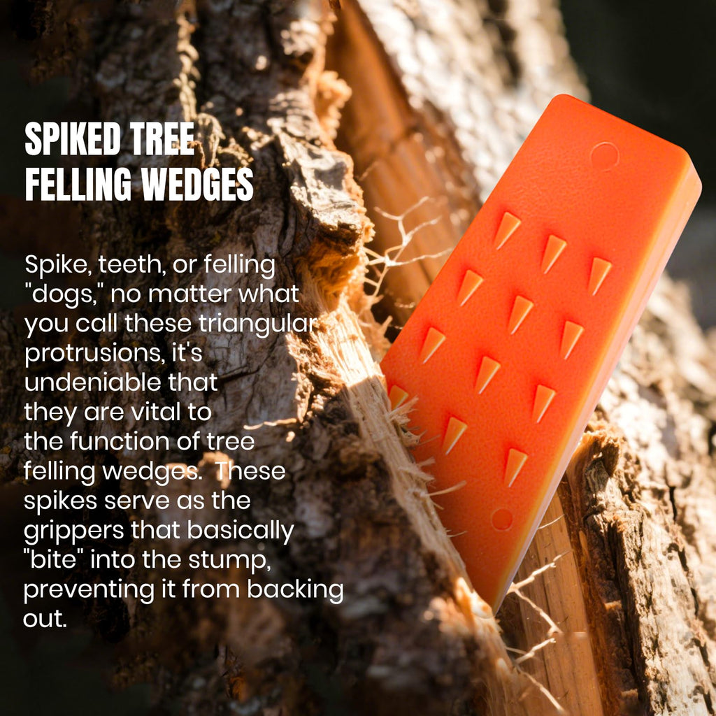 6 Stück Baum-Fällkeile mit Spikes für sicheres Baumschneiden - je 2 25,4 cm, 20,3 cm und 14 Keile Aufbewahrungstasche; Fällhunde zum Führen von Bäumen stabilisieren sicher am Boden Holzscheite Faller