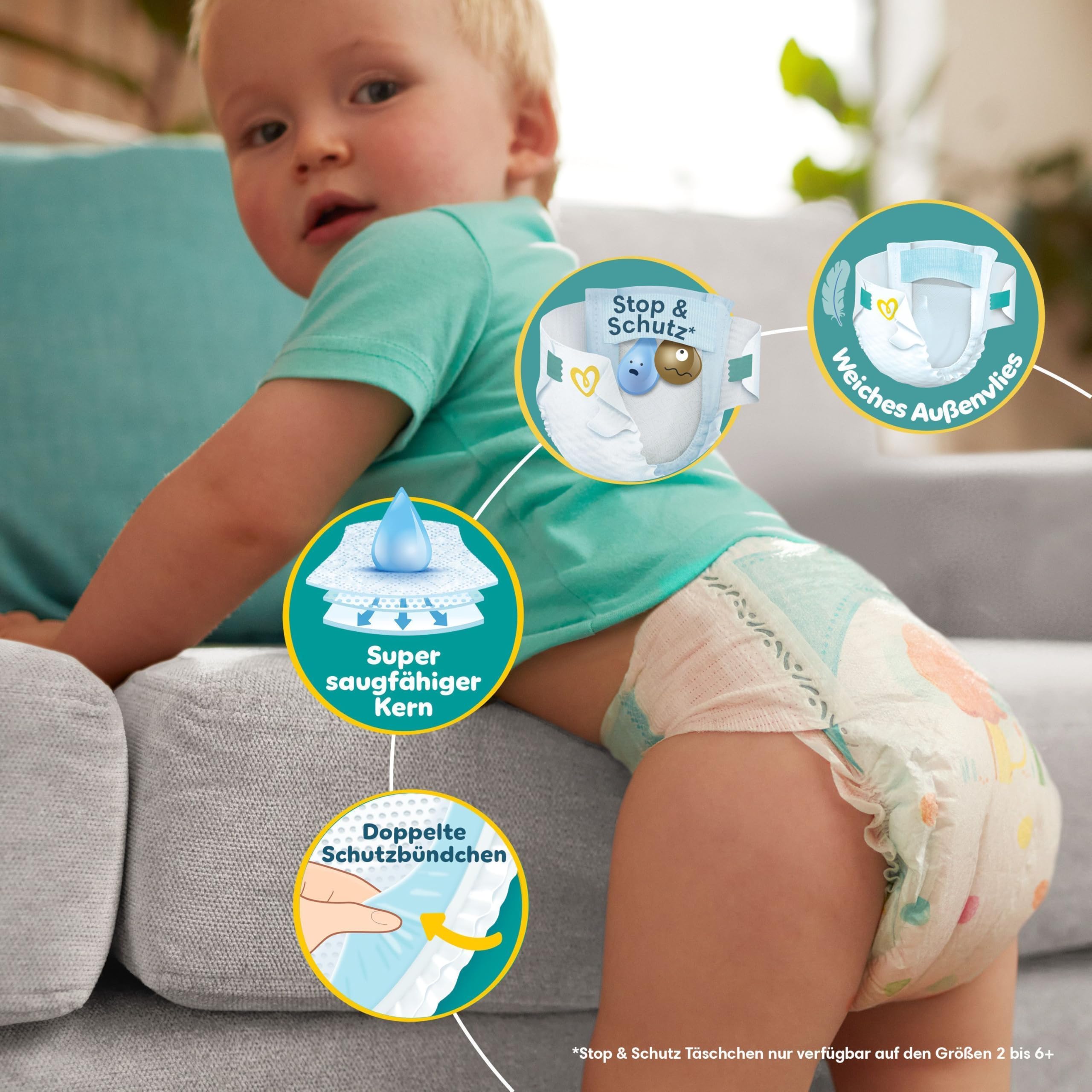 Pampers Baby-Dry Größe 4+, 198 Windeln, 10kg-15kg, Bis zu 100% Auslaufschutz & Komfort die ganze Nacht