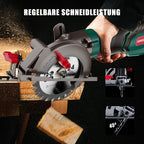 HYCHIKA Handkreissäge, 750W Kreissäge 3500U mit 3 Sägeblättern (115 und 125mm) mit Führungsschiene Max Schnitttiefe 48mm(90°)/32mm(45°), mini Kreissäge für Holz, Weichmetall, Fliesen u.s.w