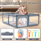 GLOKID Laufstall Baby 120 X 180cm, Laufgitter baby, große Sicherheitsspielplatz, mit Anti-Kollision Schaum Absperrgitter mit atmungsaktivem Netz, Einschließlich Ocean Balls y Pull Rings (XWL 1218)