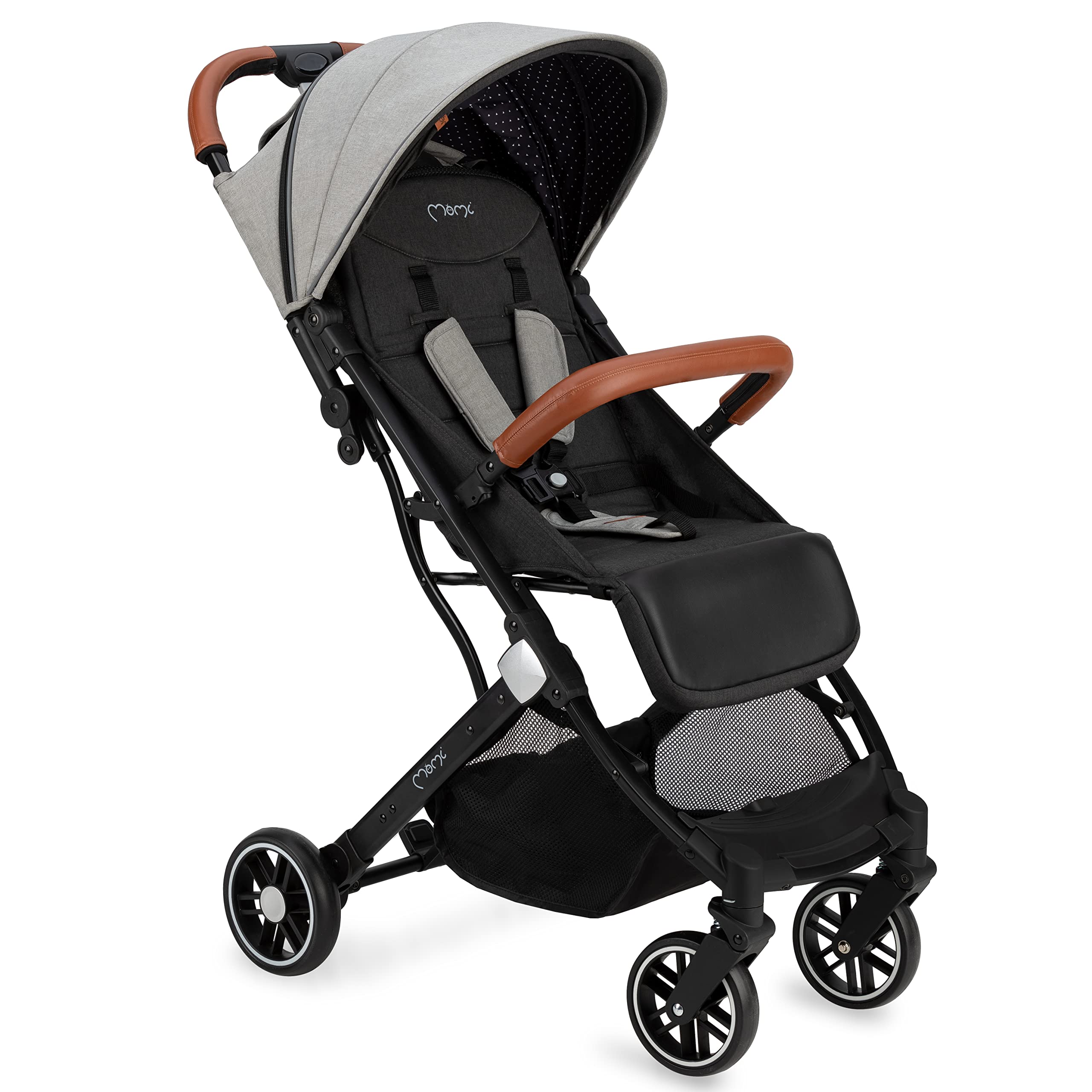 MOMI ESTELLE Kinderwagen für Kinder ab 6 Monat bis zu max. Körpergewicht von 15 kg, H105 x B51 x T75 cm, klappbar auf die Maße H65 x B51 x T21 cm, Gewicht 7,5 kg, 5-Punkt-Sicherheitsgurt
