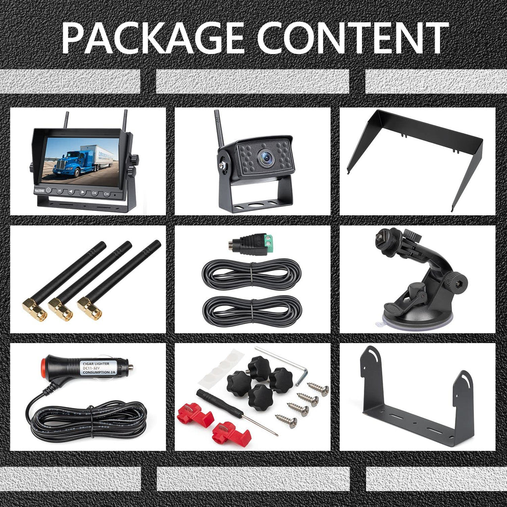 VASTEND Kabellos Rückfahrkamera Set HD 1080P 7'' Monitor & IP69 wasserdichte Backup Kamera Stabile Digitale Signale, 150° Weitwinkel-Rückfahrkamera Nachtsicht Set für Van, PKW, LKW, Wohnwagen(V01)