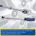 Goodyear Radwechselset, 6-teilig, Drehmomentschlüssel + Umschaltknarre + 3-tlg. Steckschlüsselsatz + Verlängerung, Box, Schwarz