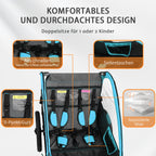 Fiximaster Kinderfahrradanhänger, Fahrradanhänger für 1-2 Kinder, Ergonomischer Sitz, Einfache Montage, Faltbar, Mit Luftreifen und Aufbewahrungstaschen