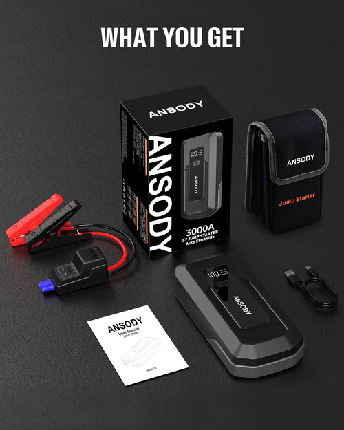 Ansody 3000A Starthilfe Powerbank PKW Mit HochleistungsStarthilfeMitKraftvollemStart LED