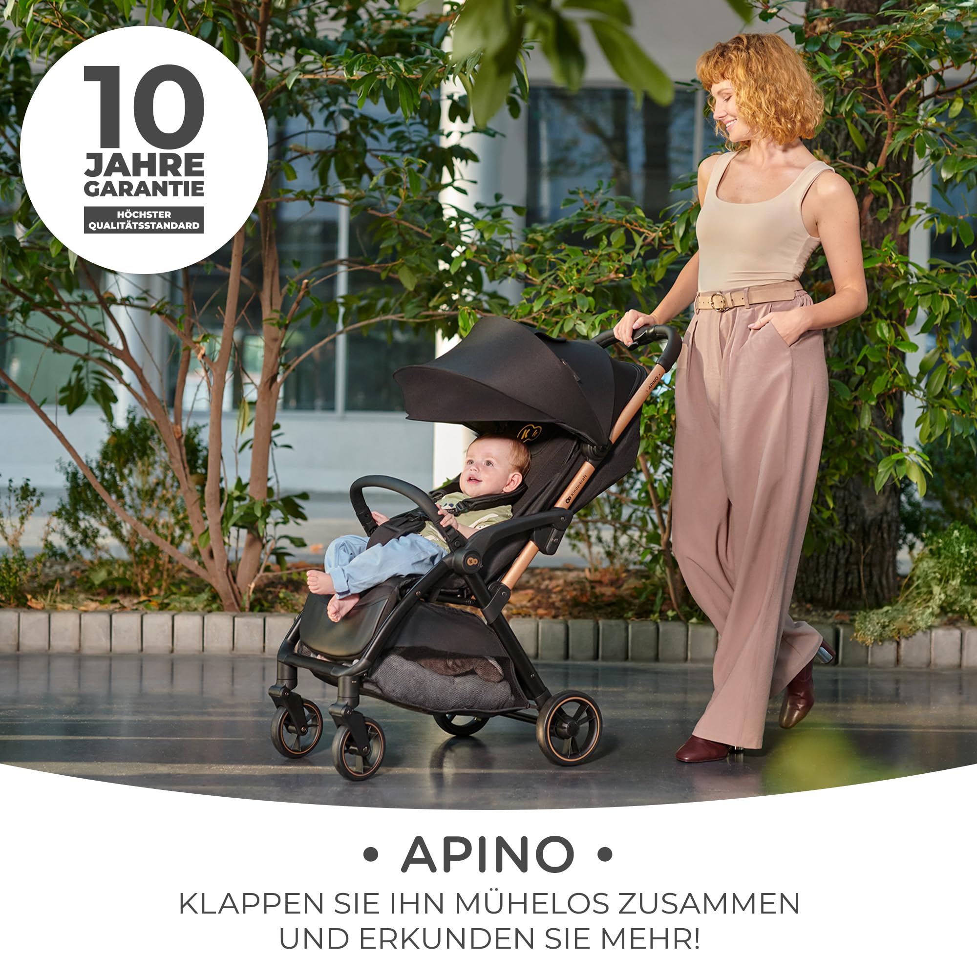 Kinderkraft APINO Buggy bis 22 kg, Liegebuggy, Kinderwagen, Leicht - 7,5kg, Automatisches zusammeklappen, Verstellbare Rückenlehne bis zur Liegeposition, ideal für Reisen, Schwarz