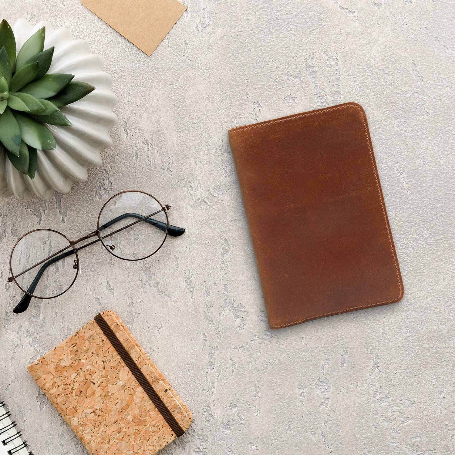 Leder-Feld-Notizbuchhülle für Notizen, Taschenformat, passend für 8,9 x 14 cm, separates Fach für , echtes genarbtes Leder, mehrere Taschen für zusätzliche Funktionalität und Stiftschlaufe