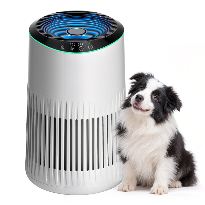 Operan Luftreiniger Allergiker für Zuhause Schlafzimmer Büro, HEPA Luftfilter Raucherzimmer für Rauch Haustier Schuppen Gerüche bis zu 0,3 µm, Schlafmodus Blaues Umgebungslicht mit Duftschwamm, White
