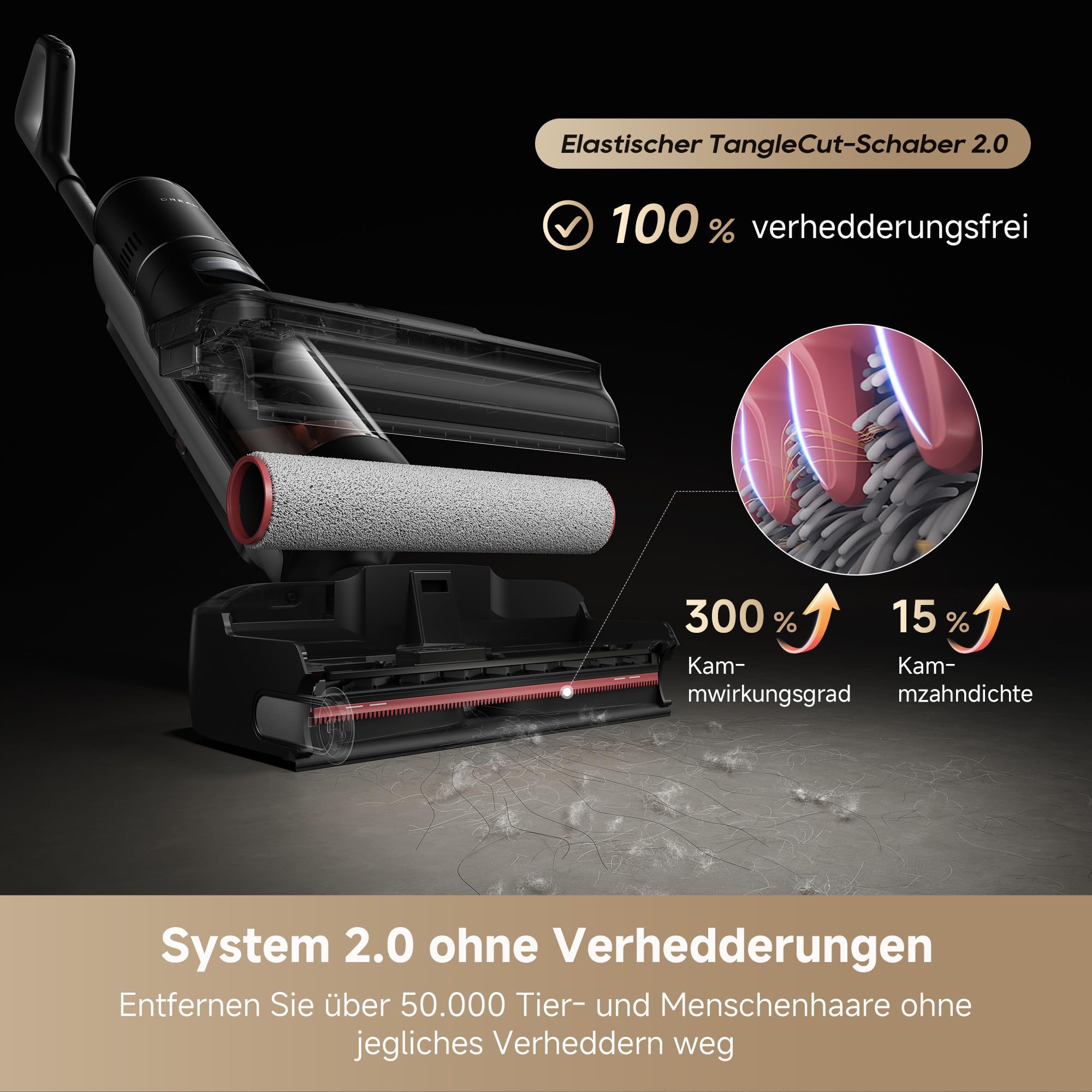 dreame H15 Mix 7-in-1 Nass- und Trockensauger, KI-Roboterarm, Kantenreinigung, 23.000 Pa Saugkraft, intelligente Dosierung, verhedderungsfrei, 100 °C Bürstenrein, 5 Min. 90 °C Trocknung, flach