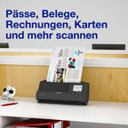 Epson Wi-Fi Scanner ES-C320W, kompakter A4 Business Scanner mit geringem Stromverbrauch, Duplex-Einzugscanner mit vielseitiger Medienverarbeitung, schwarz