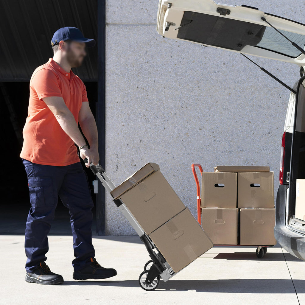 Yaheetech Sackkarre klappbar Transportkarre mit Gummiräder Stapelkarre Handewagen mit Anti-Rutsch Handgriff Transportwagen Trolley belastbar bis 75 kg