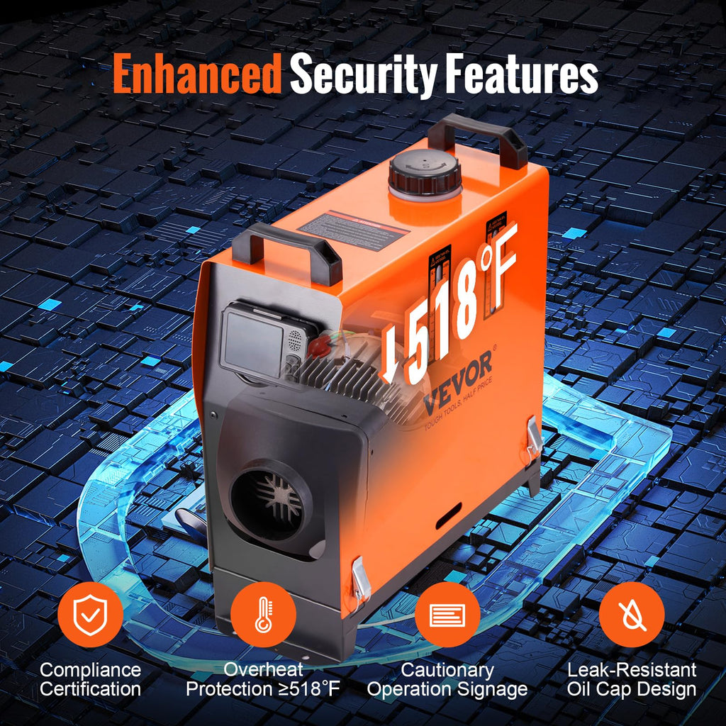 VEVOR Luft Dieselheizung Standheizung 12V 5-8kW, Luftheizung Air Diesel Diesel Standheizung Lufterhitzer, 0,16–0,52 L/Std. Dieselheizung mit LCD-Display & Fernbedienung & Bluetooth-APP