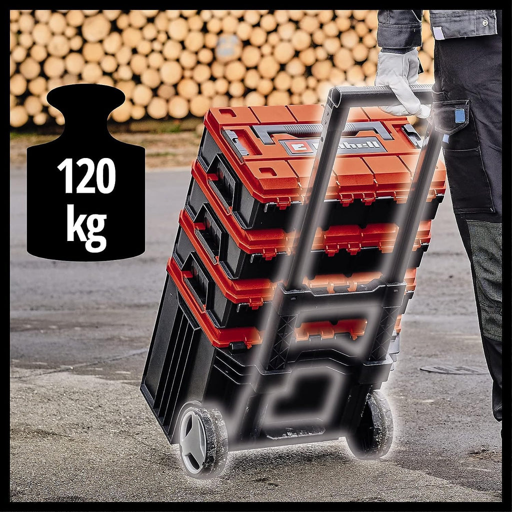 Original Einhell E-Case Tower Systemkoffer-Set (max. 120 kg, bestehend aus 3 Koffern inkl. Zubehör, Aufbewahrung & Transport von Zubehör und Werkzeug, stapelbar, verknüpfbar)