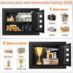 Mejasg Feuerfester Safe mit Geldbeutel, feuerfest, klein, elektrisch, mit abnehmbarem Regal und Alarmmodus, Wandtresor für Schmuck, Geld, Dokumente, Medikamente