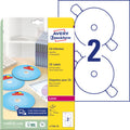 AVERY Zweckform L7760-25 selbstklebende CD-Etiketten (50 blickdichte CD-Aufkleber, Ø 117mm auf A4, SuperSize, Papier hochglänzend, bedruckbare Klebeetiketten für alle Laser-Drucker) 25 Blatt, weiß