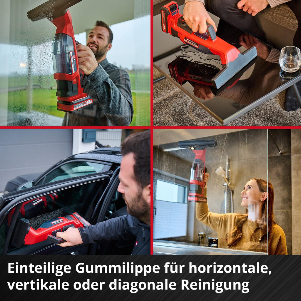 Einhell Akku-Fensterreiniger BRILLIANTO Power X-Change (18 V, 28 cm Lange Saugdüse, streifenfreie Reinigung, inkl. Sprühflasche mit Mikrofasertuch, ohne Akku)