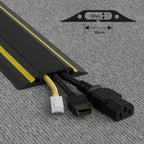 D-Line Boden Kabelbrücke FC83H mit Steckverbindung, Fussboden Kabelkana, Modular gefertigte Schlauchbrücke geeignete Boden-Kabelabdeckung, Boden-Kabelkanal 83x14mm Breit,1.8m Länge Schwarz/Gelb