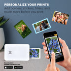 KODAK Step Slim Sofort-Smartphone-Fotodrucker - Tragbarer schlanker Farb-Mobilfotodrucker - Zink 2x3” Klebefotos - Drucken von iOS- & Android-Geräten via Bluetooth mit der Fun-App - Weiß