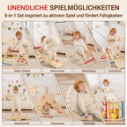 COSYLAND 8-in-1 Montessori Klettergerüst Indoor ab 1 Jahr – Kletterdreieck mit Rutsche, Kletterbogen & Kletterturm, Klassischer Regenbogen – Indoor Klettergerüst für Kinder, Baby Klettern Indoor