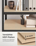 SONGMICS Schwerlastregal, Kellerregal, Lagerregal, 30 x 75 x 150 cm, Regal mit Stahlgestell, bis 650 kg belastbar, 5 verstellbare Ablagen, schwarz GLR030B21