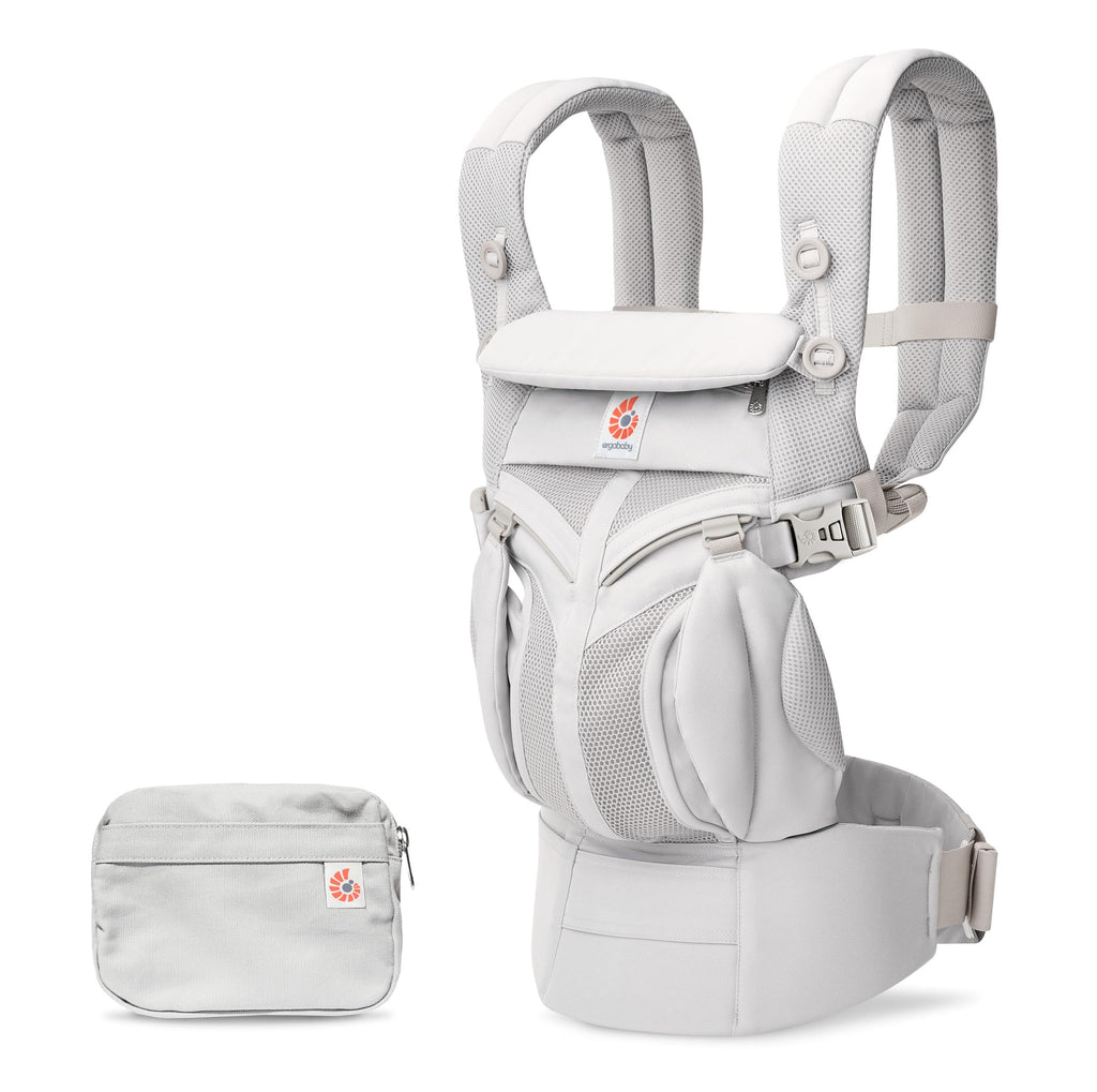 Ergobaby Babytrage für Neugeborene bis zum Kleinkind, 4-Positionen Omni 360 Cool Air Mesh Pearl Grey, Ergonomische Baby-Tragetasche Bauchtrage Rückentrage