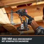 WORX Nitro Akku-Schlagschrauber 20V WX265.9 - leistungsstarker Brushless Motor - 3 Geschwindigkeitsstufe & 2 Modi - 200Nm Drehmoment - 3400 U/min - leicht & kompakt - ohne Akku & Ladegerät