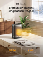 Dreo Heizlüfter Energiesparend Klein, 1500W Heizung Elektrisch mit Thermostat, 70° Oszillierend Elektroheizung, PTC Keramik Heizlüfter Leise, ECO-Modus, 12-Std-Timer, Überhitzungs- & Kippschutz