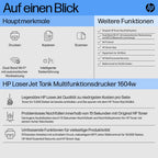 HP LaserJet Tank MFP 1604w Multifunktions-Laserdrucker (Drucker, Scanner, Kopierer) mit Dual-Band-Wi-Fi, BTLE, inklusive Original Toner für bis zu 5000 Seiten, 22 Seiten/Min, 600x600 DPI, weiß