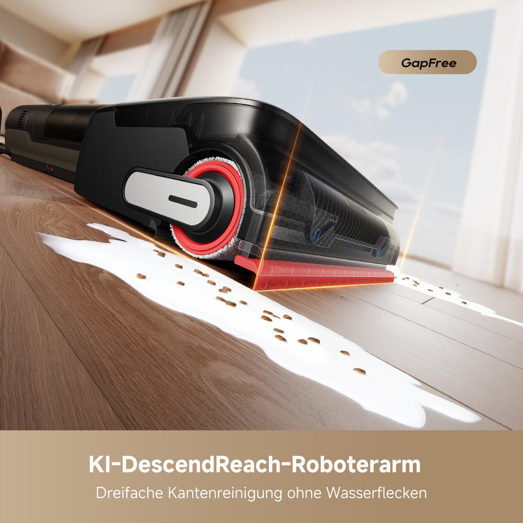 dreame H15 Mix 7-in-1 Nass- und Trockensauger, KI-Roboterarm, Kantenreinigung, 23.000 Pa Saugkraft, intelligente Dosierung, verhedderungsfrei, 100 °C Bürstenrein, 5 Min. 90 °C Trocknung, flach
