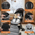 bemece Fußsack Kinderwagen Winter, Universal Fußsack Buggy mit Warmem & Bequemen Kristallvelours, Universal & Abnehmbar, Fusssack Kinderwagen Baby Winter für Buggys Kinderwagen - Schwarz
