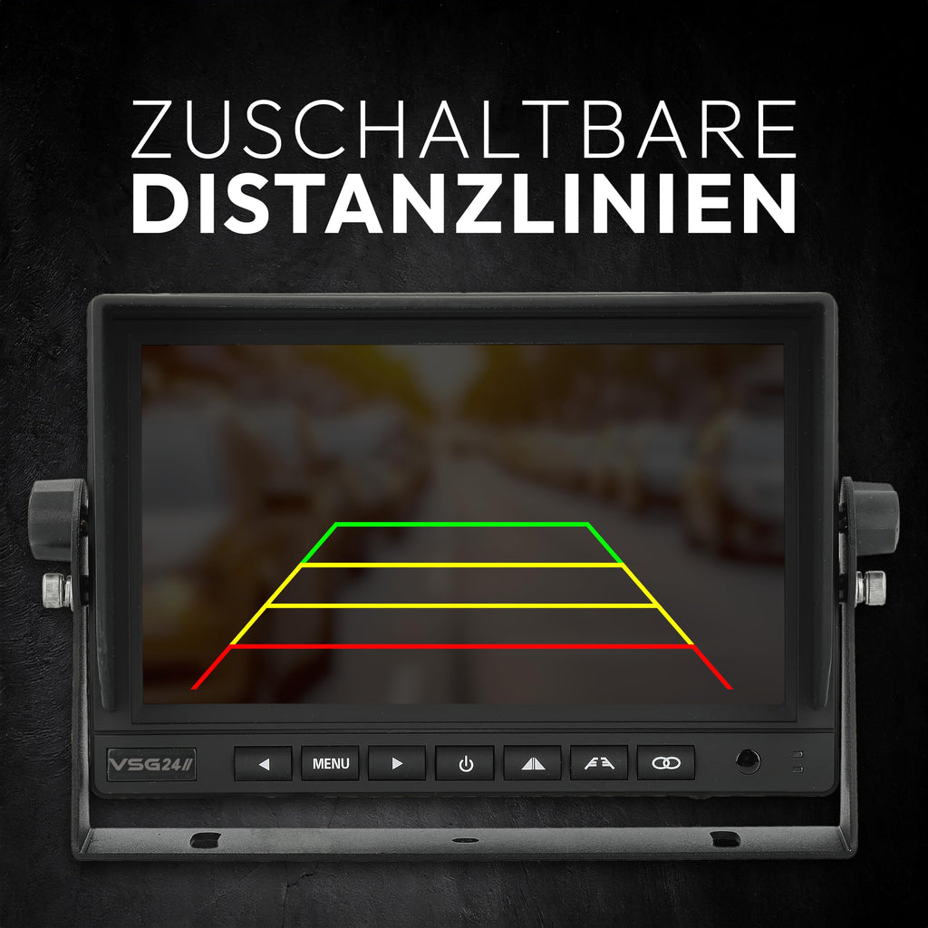 VSG24 7“ Evolution HD Funk Rückfahrsystem für Wohnmobil & LKW, KFZ Set kabellos inkl. Rückfahrkamera + Monitor, einfach zum DIY Nachrüsten 12V-24V, Kamera digital, Auto Rückspiegel Einparkhilfe