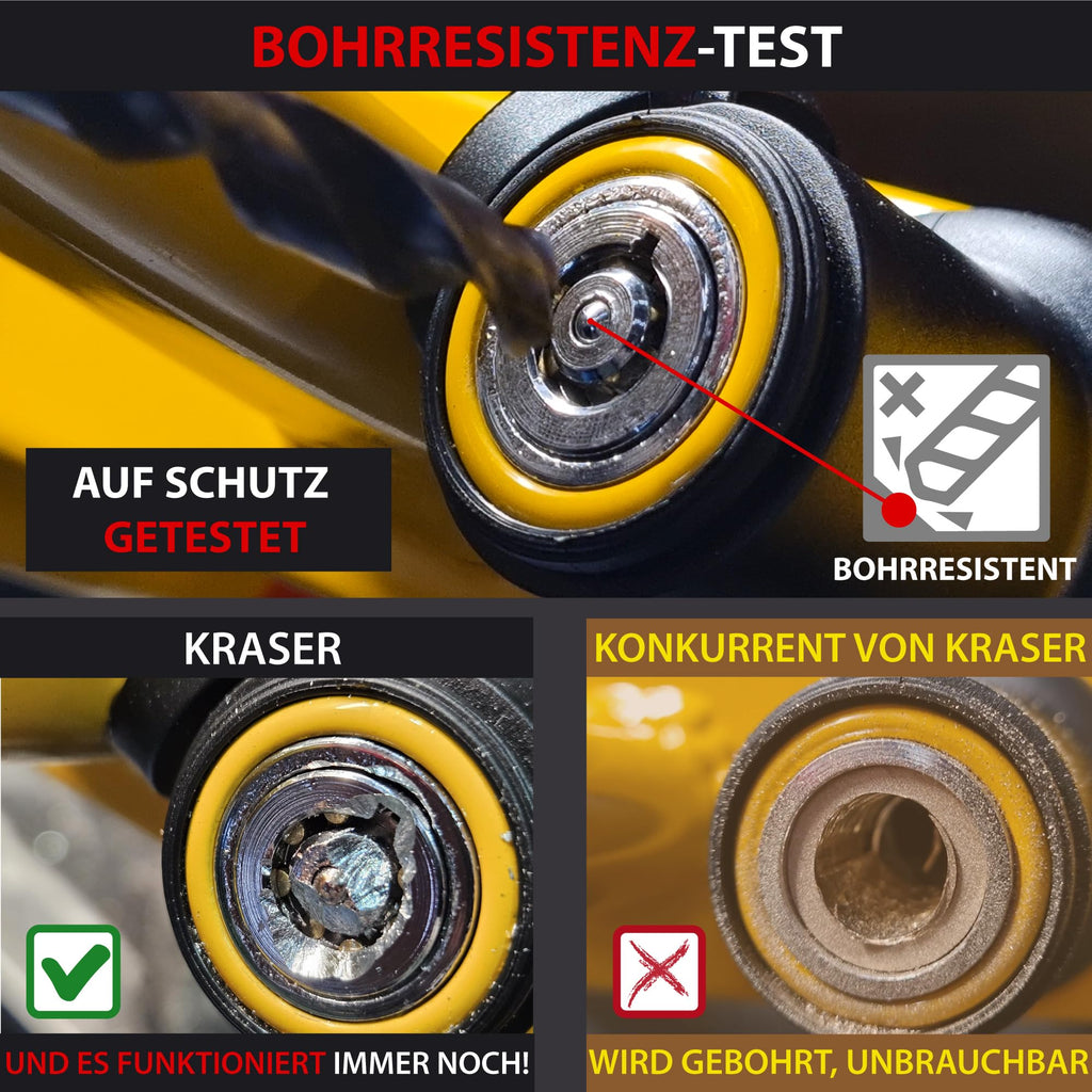 KRASER WA820 Hohe Sicherheit Radkralle Wohnwagen, Testsieger Parkkralle mit Anti-Bohrschloss Wegfahrsperre, Reifenkralle, Diebstahlsicherung Universal für Auto PKW Wohnmobile Anhänger Motorrad