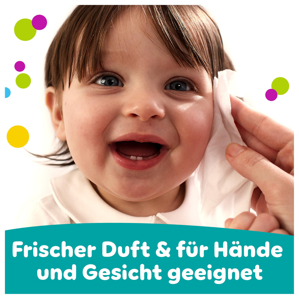 Pampers Fresh Clean Feuchttücher 15 Packungen mit 80 Stück, 1200 Feuchttücher, milder Duft, auch für Hände und Gesicht geeignet