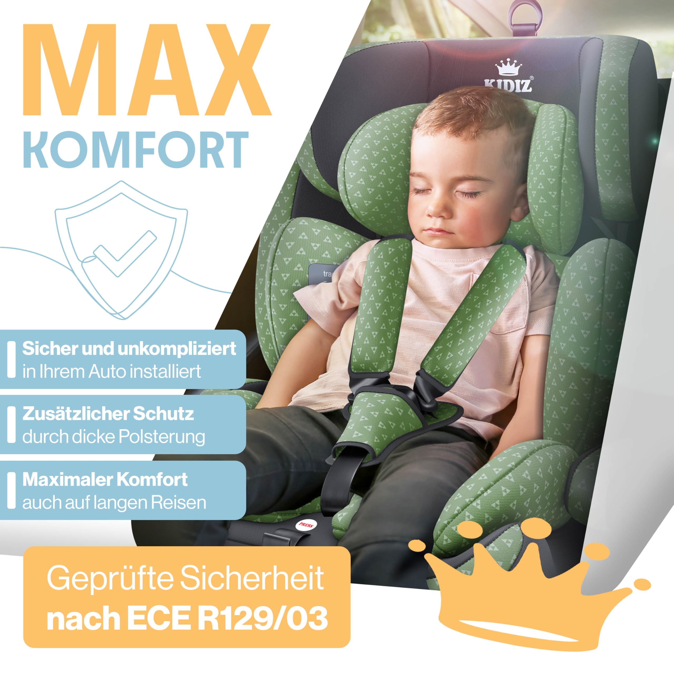 KIDIZ® Autokindersitz Triangle Premium Kindersitz mit Isofix Kinderautositz | Autositz Sitzschale | 9 kg - 36 kg 1-12 Jahre | Gruppe 1/2/3 | universal | zugelassen nach ECE R129/03