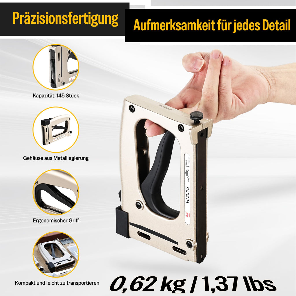 meite Hand-Punktetreiber HM515 mit 1000 Punkten – Manuelles Bilderrahmenwerkzeug, Leichter Punktetreiber für Bilderrahmen, Handtacker/Nagler für Bilderrahmen und Kunstwerke